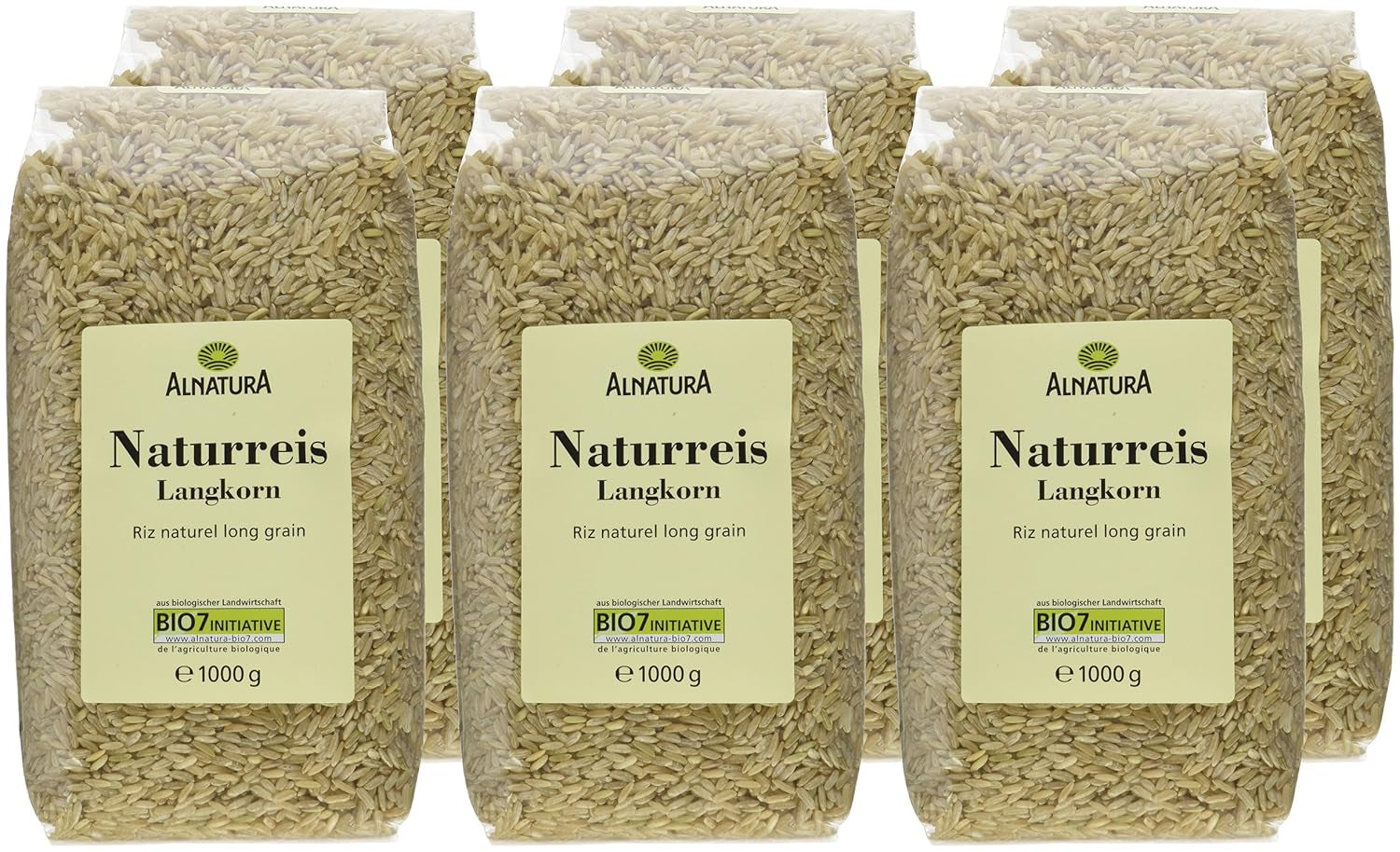 Organiczny ryż brązowy długoziarnisty, opakowanie 6 sztuk (6 x 1 kg)