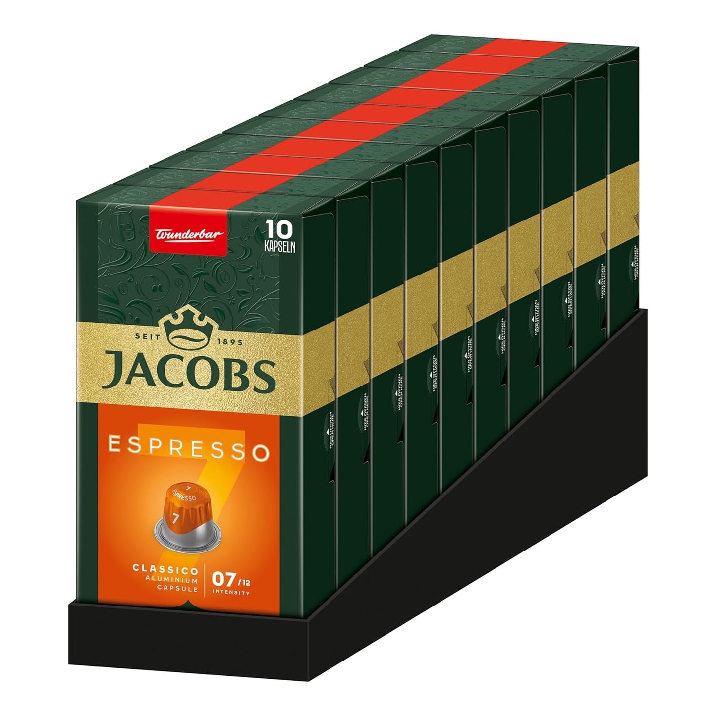 Jacobs Kaffeekapseln Espresso Classico, Intensität 7/12, 10 x 10 Getränke, kompatybilna z Nespresso* Kaffee Kapseln, 100 Kapseln