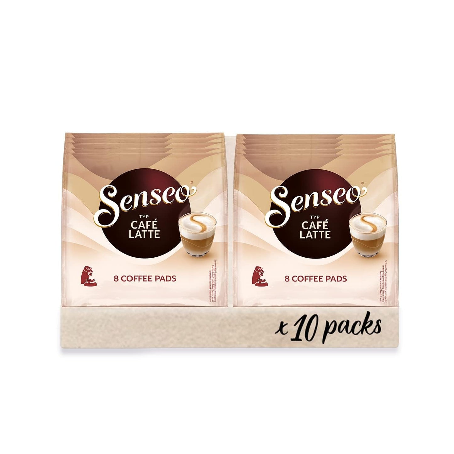 Senseo Pads Café Latte, 10 x 8 Getränke, 80 Kaffee Pos, w tym Senseo Pad Dose
