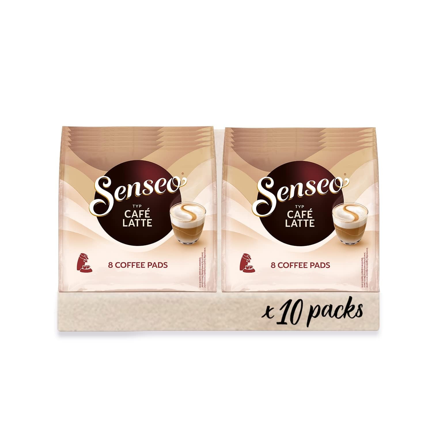 Senseo Pads Café Latte, 10 x 8 Getränke, 80 Kaffee Pos, w tym Senseo Pad Dose