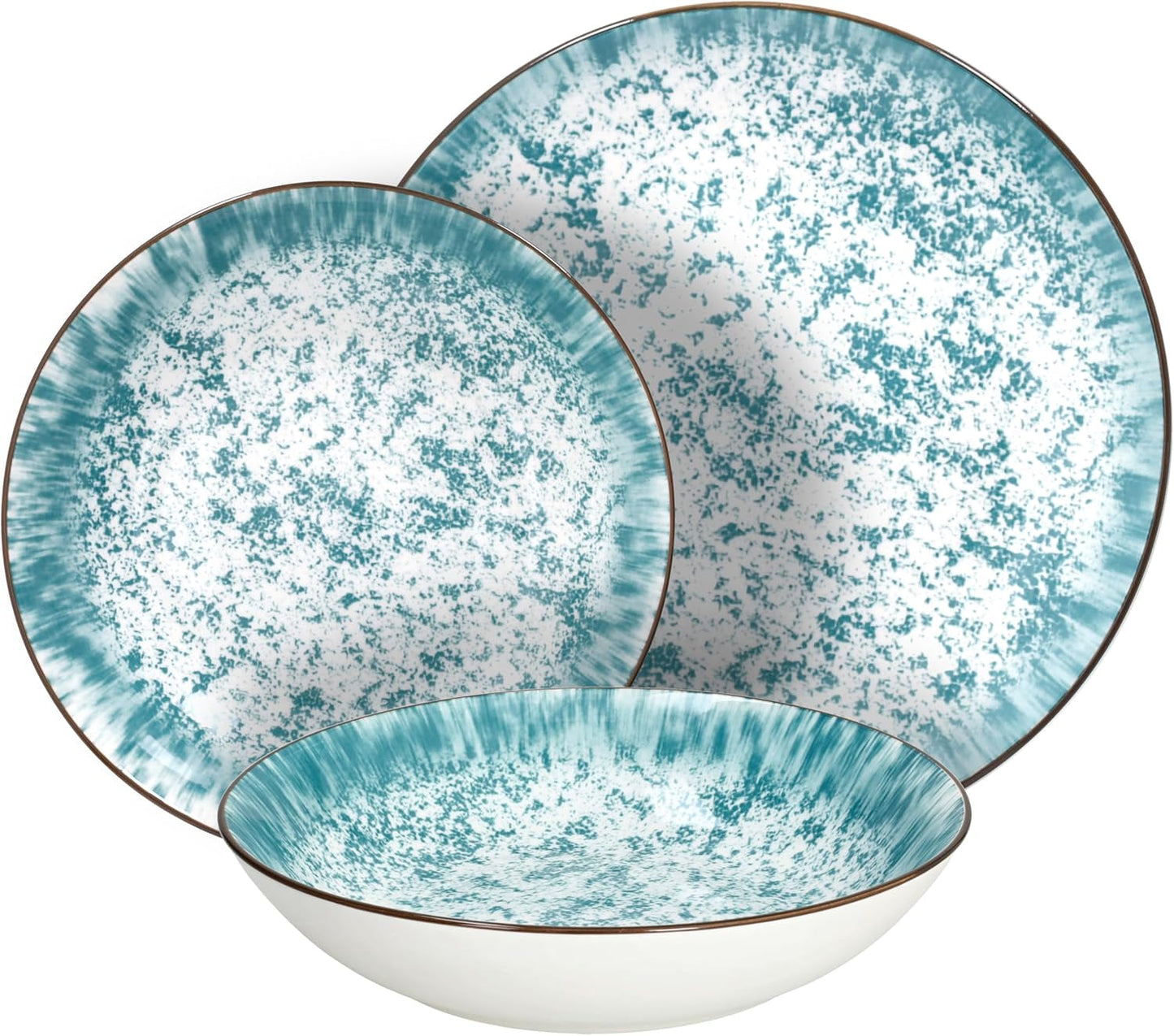 Kalos, komplet obiadowy na 6 osób, 18 elementów, porcelana, kolor jasnoniebieski