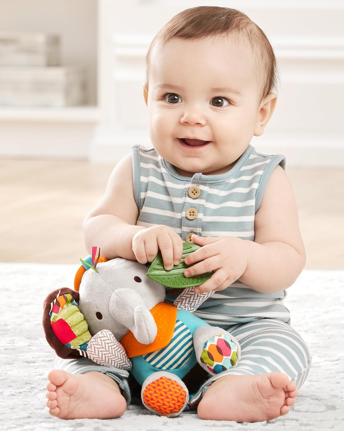 Skip Hop Bandana Buddies Zabawka aktywna, pluszowa zabawka dla niemowląt i dzieci, wielokolorowa, zabawki dla niemowląt-słonia Naty Shop