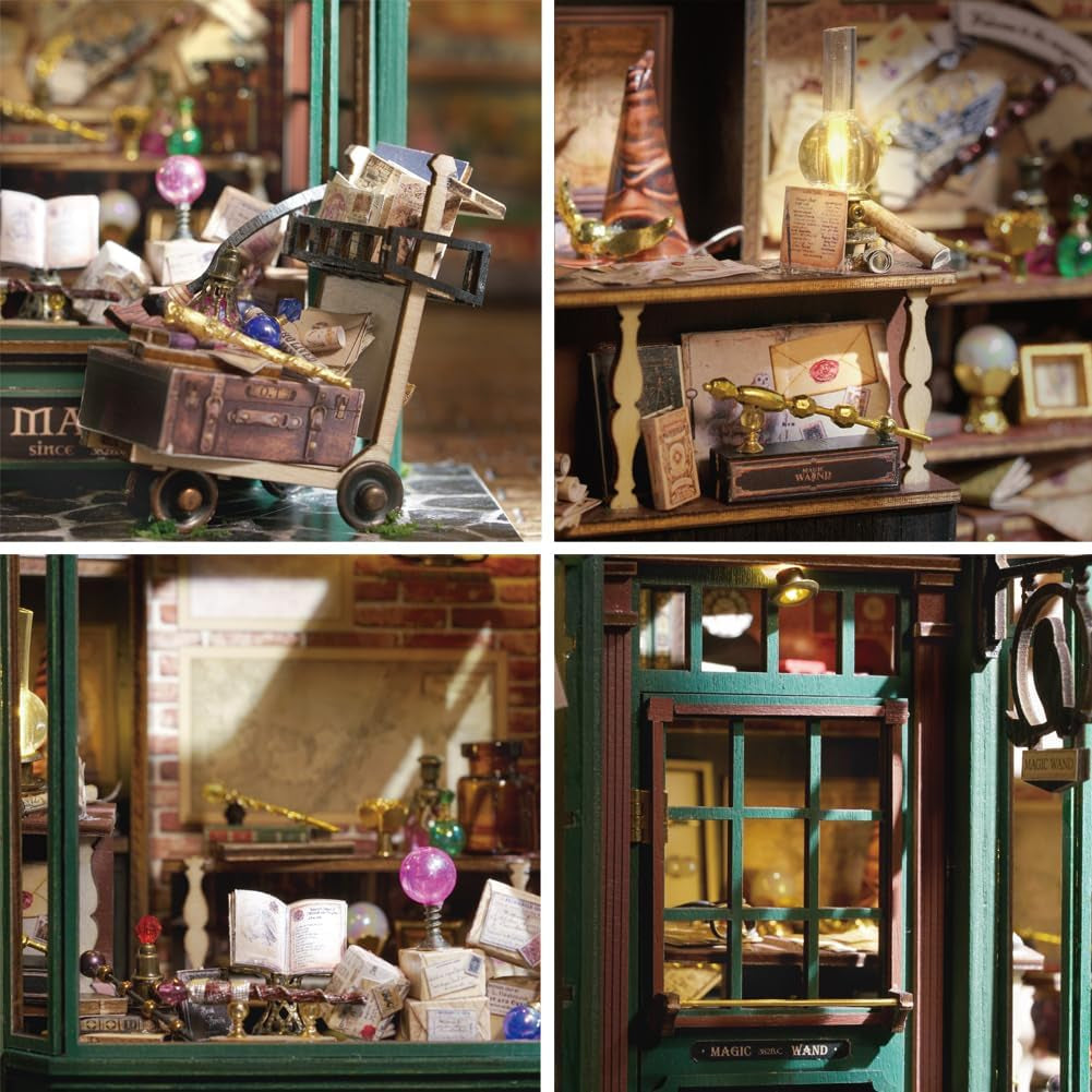 Magic Shop domek dla lalek z osłoną przeciwpyłową DIY miniaturowe meble do domku dla lalek zestaw w skali 1:24 kreatywny prezent dla dzieci nastolatki prezent urodzinowy