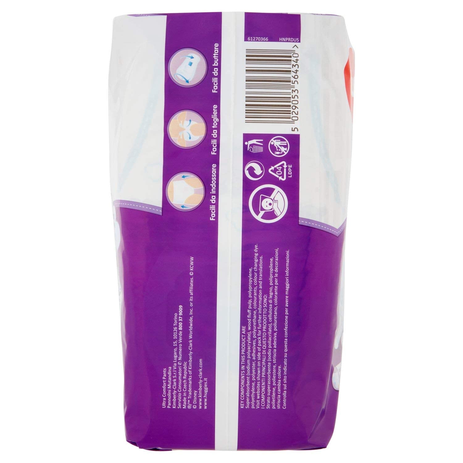 Huggies PANNOLINI Mutandina pieluszka jednorazowa, chłopcy/dziewczęta, 12kg, 17kg, wielokolorowy, 14 sztuk (S)