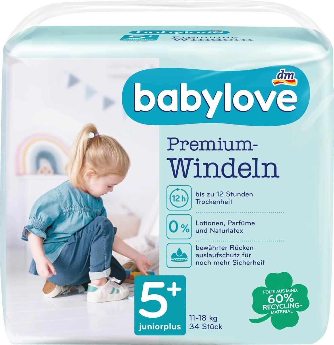 Pieluchy Premium Active Plus rozmiar 5+, Junior Plus 13-27 kg, 1 x 34 szt.