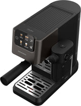 Ekspres do kawy z kolbą GRUNDIG KSM 5330 ze zintegrowanym pojemnikiem na mleko, moc 1628 W, ciśnienie pompy 15 bar, podwójna dysza, kolorowy wyświetlacz dotykowy, BrewSense, CreamyPro, Ciemna stal nierdzewna/Czarny