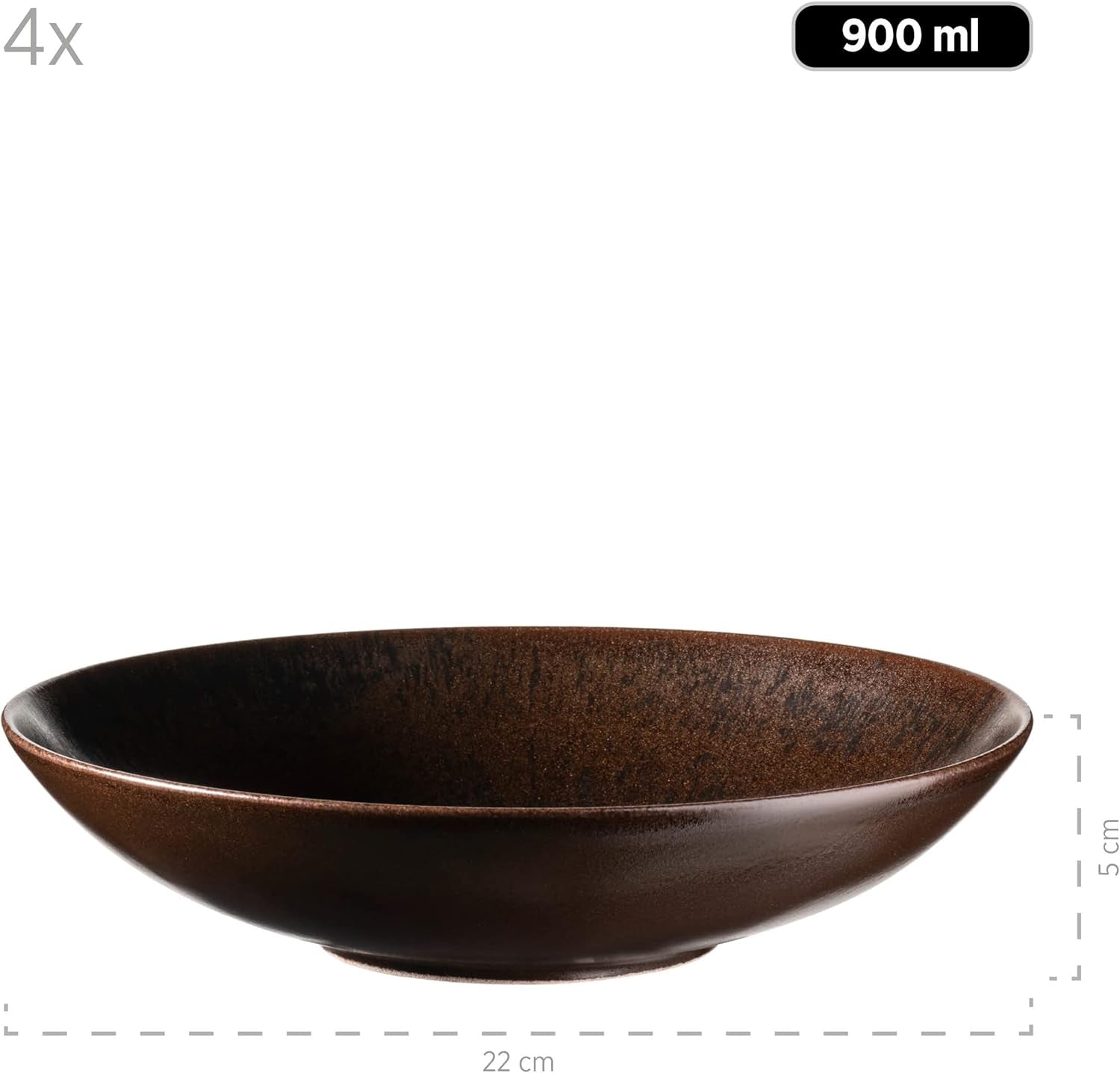 MĘSER Bronze Metallic 12-częściowy serwis stołowy dla 4 osób z elegancką i błyszczącą glazurą Zestaw talerzy obiadowych z talerzem obiadowym, talerzem obiadowym i talerzem deserowym z wysokiej jakości ceramiki, kamionki, brązu