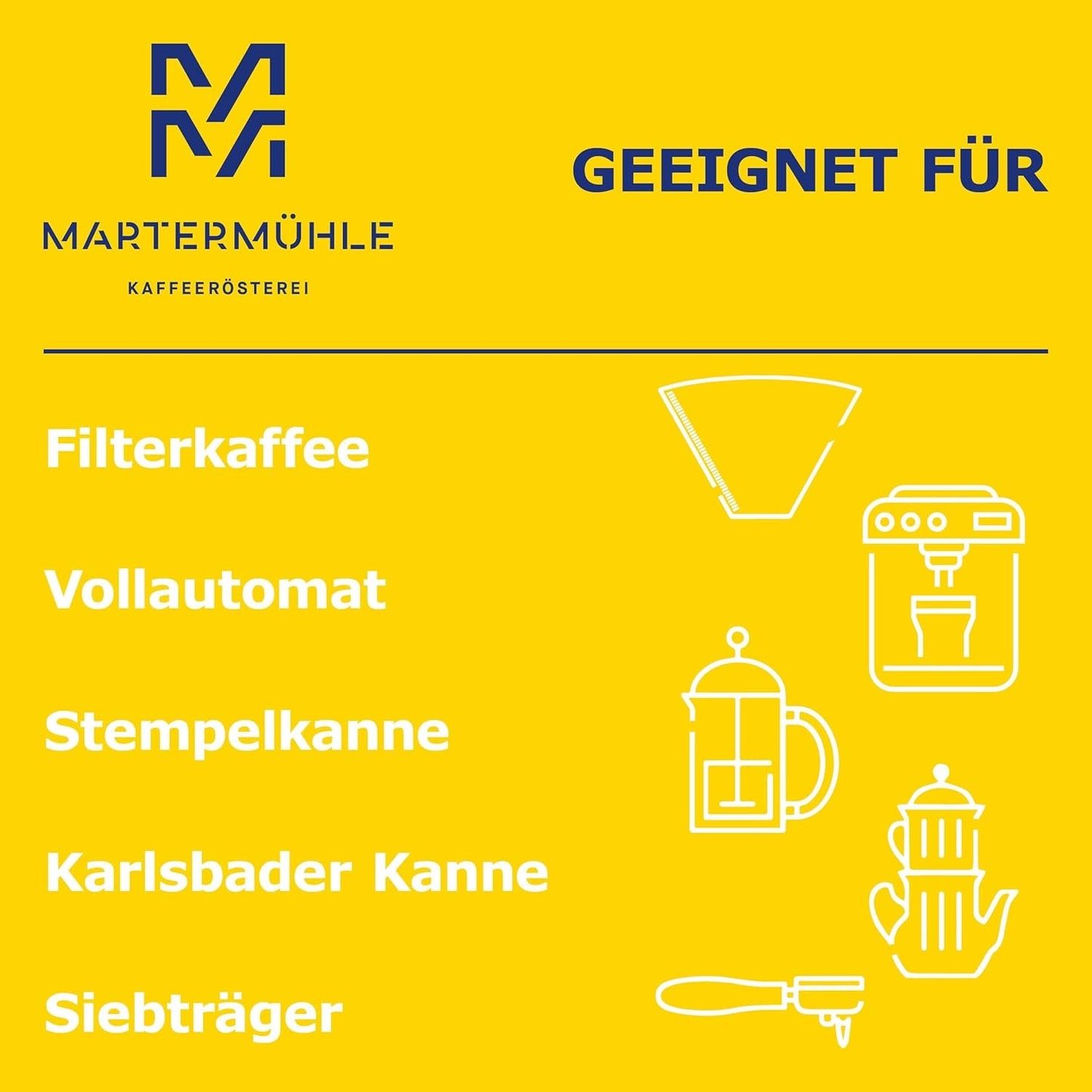 Kawa ziarnista Martermühle Gwatemala 1kg mocna | arabski | Smaki: Orzechy laskowe, Lekkie przyprawy, Czekolada z winogronami | Jasno palone całe ziarna kawy, Niska kwasowość