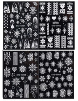 4 Blatt 3D Nagelsticker Weihnachten Nagelaufkleber Boże Narodzenie 5D Stereoskopisch Selbstklebend Schneeflocke Schneemann Nail Art Naklejka Dekoracja Nageldesign Zubehör