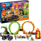 LEGO 60339 City Stuntz Zestaw kaskaderski z podwójną pętlą, zawiera. rampa, monster truck, 2 motocykle i 7 minifigurek, zabawka dla dzieci powyżej 7 lat Zestawy do budowania Besuche den LEGO-Store Single