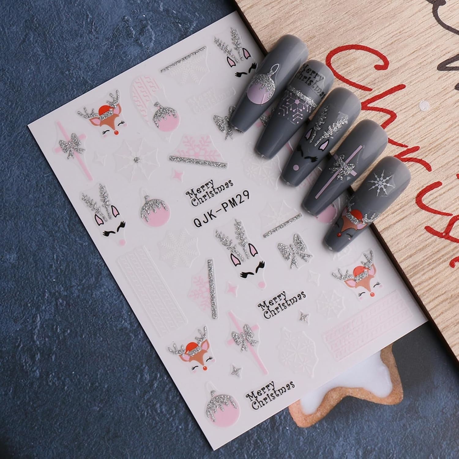 JMEOWIO Nagelsticker Glitzer Weihnachten 10 Blatt Nail Art Naklejka Selbstklebend Nagelaufkleber Schneeflocken Zimowa dekoracja Nageldesign Zubehör