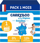 - Rozmiar pieluszki 1 (2-5 kg) – zdrowa i wyjątkowo chłonna – 12 godzin szczelności – ohne unerwünschte Substanzen – wyprodukowano we Francji – przystępna cena – 120 pieluszek jednorazowych