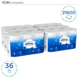 Papier toaletowy Kleenex Standard Roll 8441 – 2-warstwowy papier toaletowy – 6 opakowań po 6 rolek x 600 arkuszy każda, biały (łącznie 36 rolek/21 600 arkuszy)