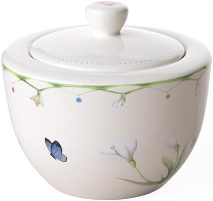 Villeroy & Boch – Kolorowa Wiosenna Zuckerdose 300 Ml Weiß/Bunt, Spülmaschinenfest, Mikrowellensicher, Dose Frühling, Deko Ostern, Oster Deko, Frischhaltedose, Vorratsdose, Premium Porzellan