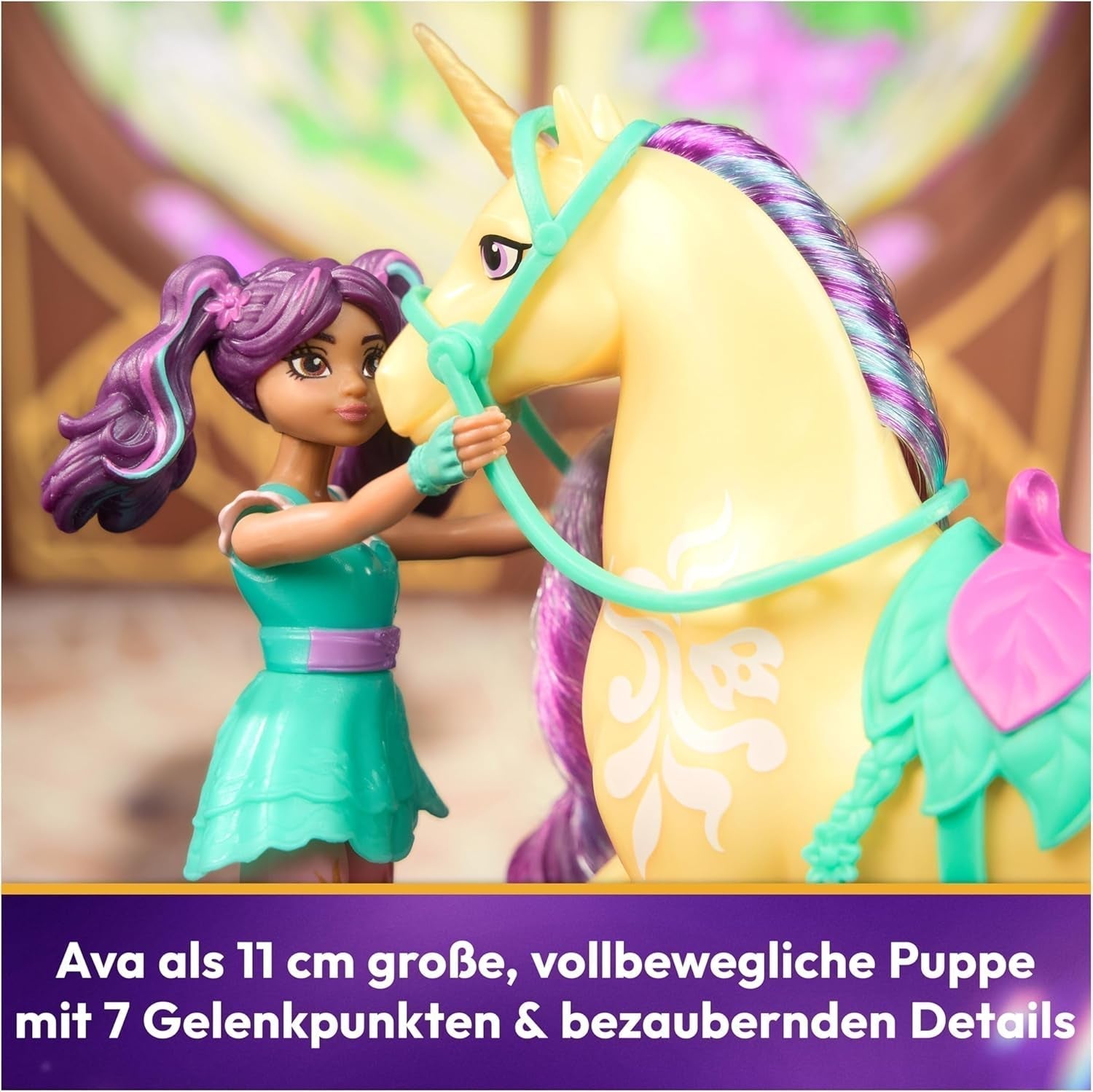 Zestaw Unicorn Academy AVA i liść jednorożca - oryginalne figurki o wysokości około 12 cm z popularnej serii Netflix Z dwoma akcesoriami i szczotkami do włosów Do pomysłowego odgrywania ról, dla dzieci w wieku od 4 lat Figurki Naty Shop
