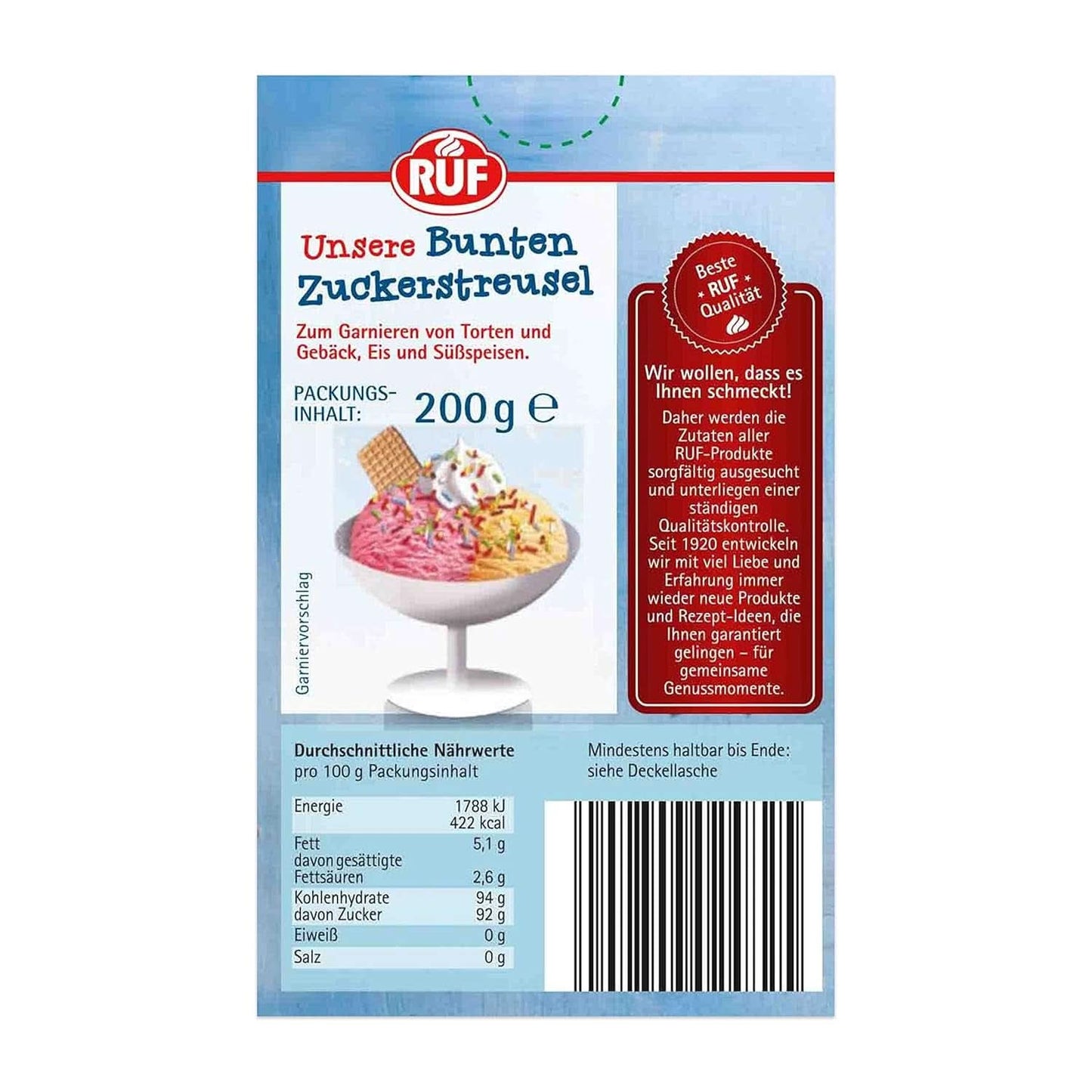 RUF, tęczowa posypka cukrowa, 200 gramów Posypka Naty Shop