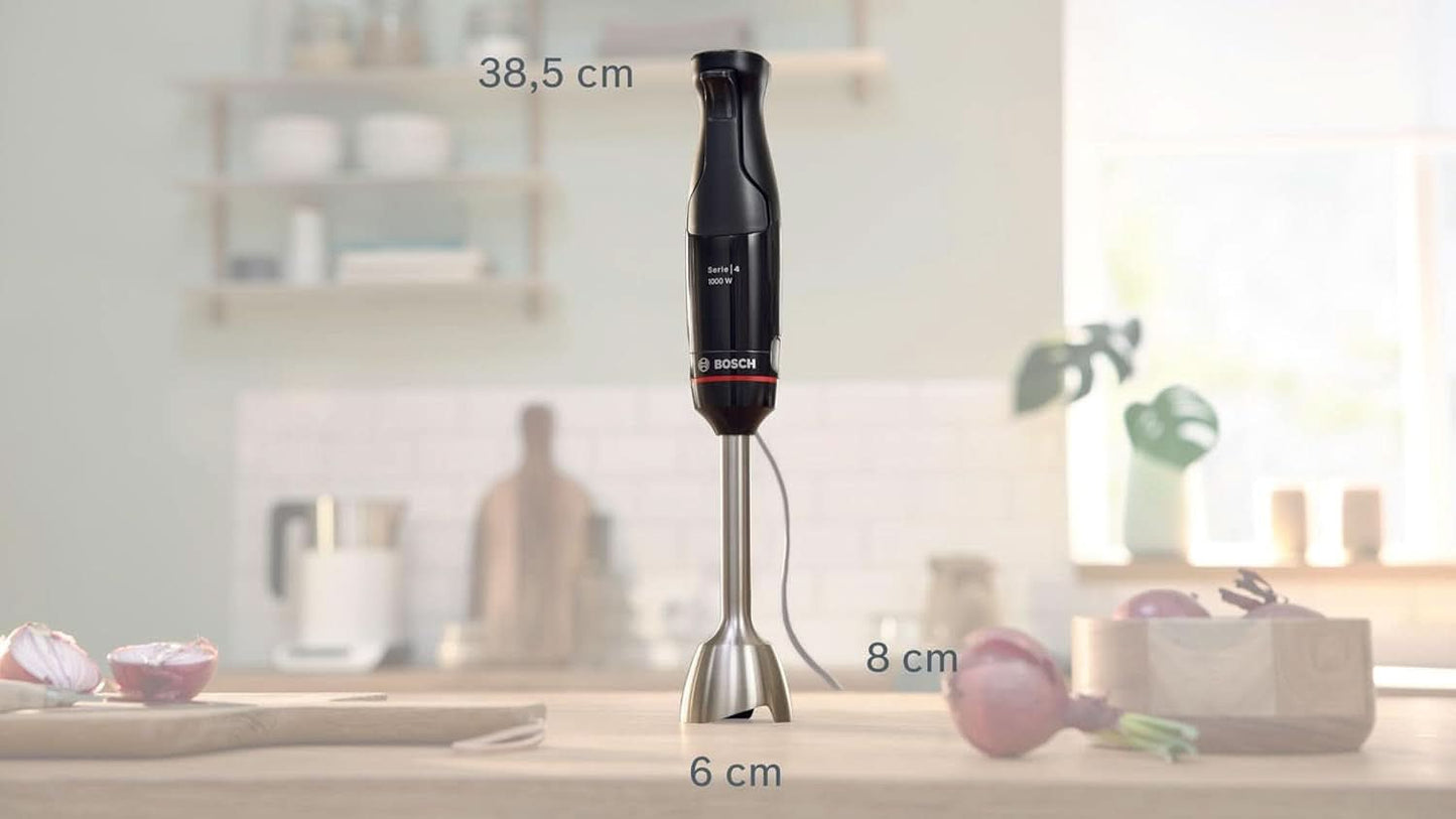 Mikser stojący Bosch Ergomaster Serie 4, 1000 W, Edelstahl-Mixstab, Zerkleinerer, Mix-/Messbecher, Schwarz Kitchen Naty Shop