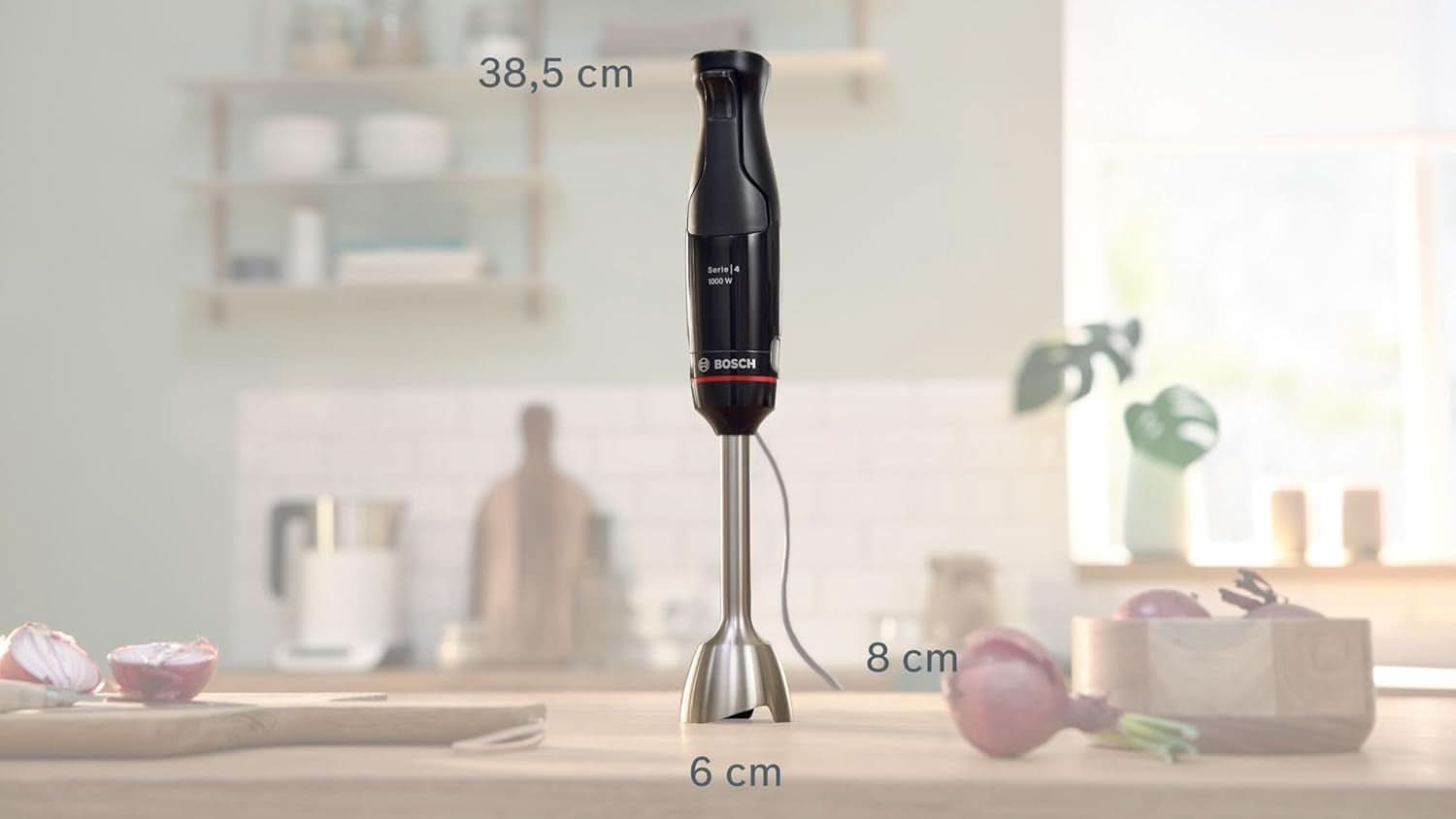Mikser stojący Bosch Ergomaster Serie 4, 1000 W, Edelstahl-Mixstab, Zerkleinerer, Mix-/Messbecher, Schwarz Kitchen Naty Shop