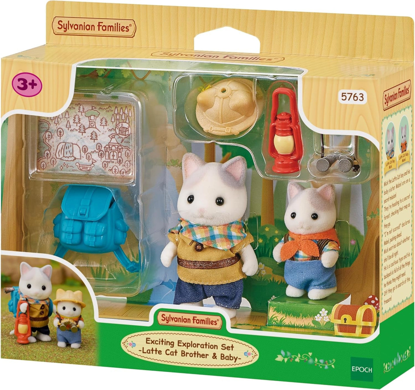 Sylvanian Families — zestaw odkrywców przygód 5763 z dwiema figurkami, ojcem i małym kotkiem mlecznym, figurką zwierzęcia, szczegółową zabawką dla dzieci w wieku od 3 lat