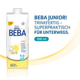BEBA Junior Gotowy do spożycia napój mleczny dla dzieci 1-3 lat, z HMO, zawartość białka dostosowana do wieku, bez oleju palmowego, bez oleju rybnego, żywność dla małych dzieci, opakowanie 12 szt. (12 x 500 ml)