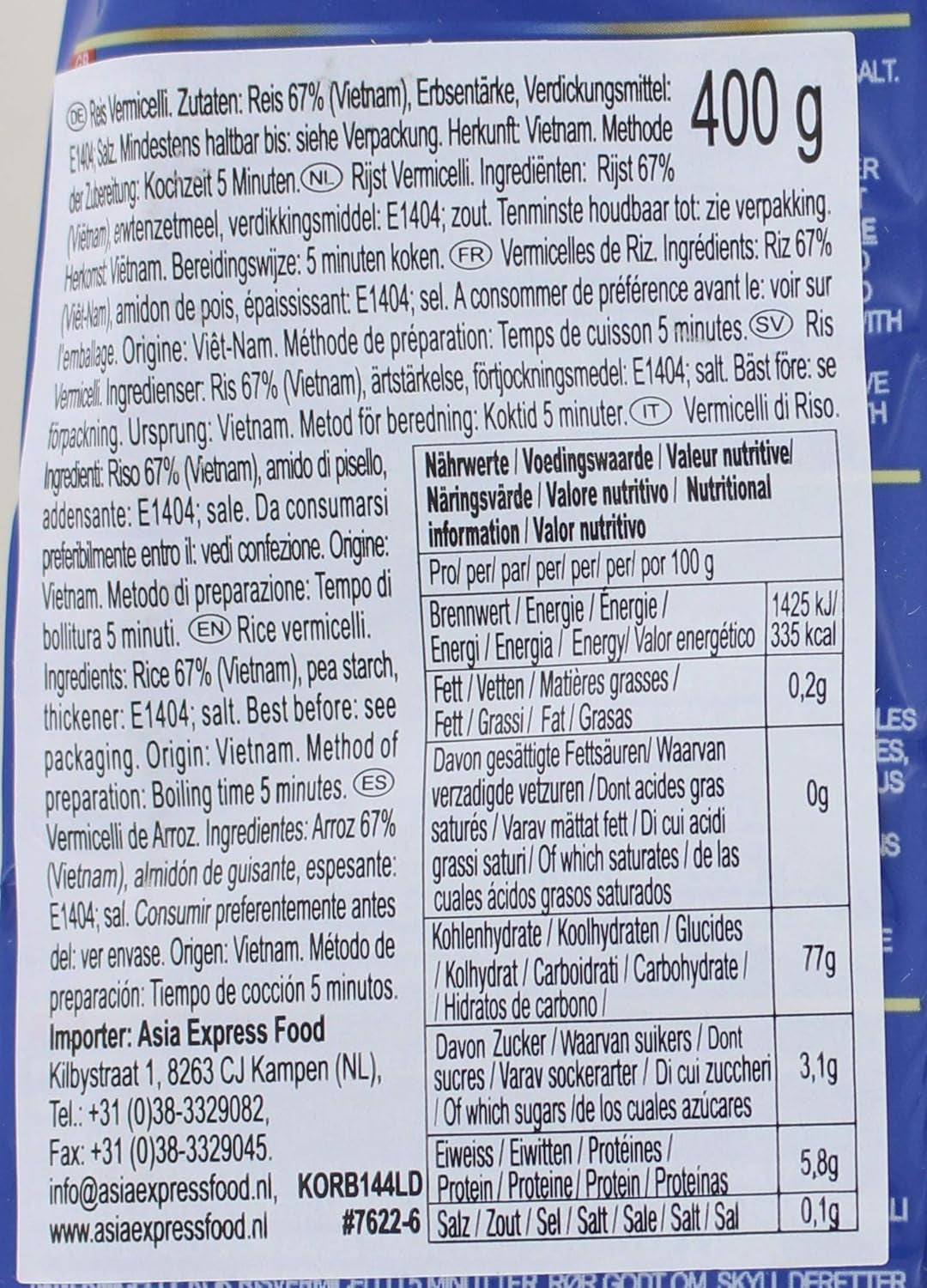 ACECOOK - LUB Wermiszel ryżowy - (1 X 400 GR)
