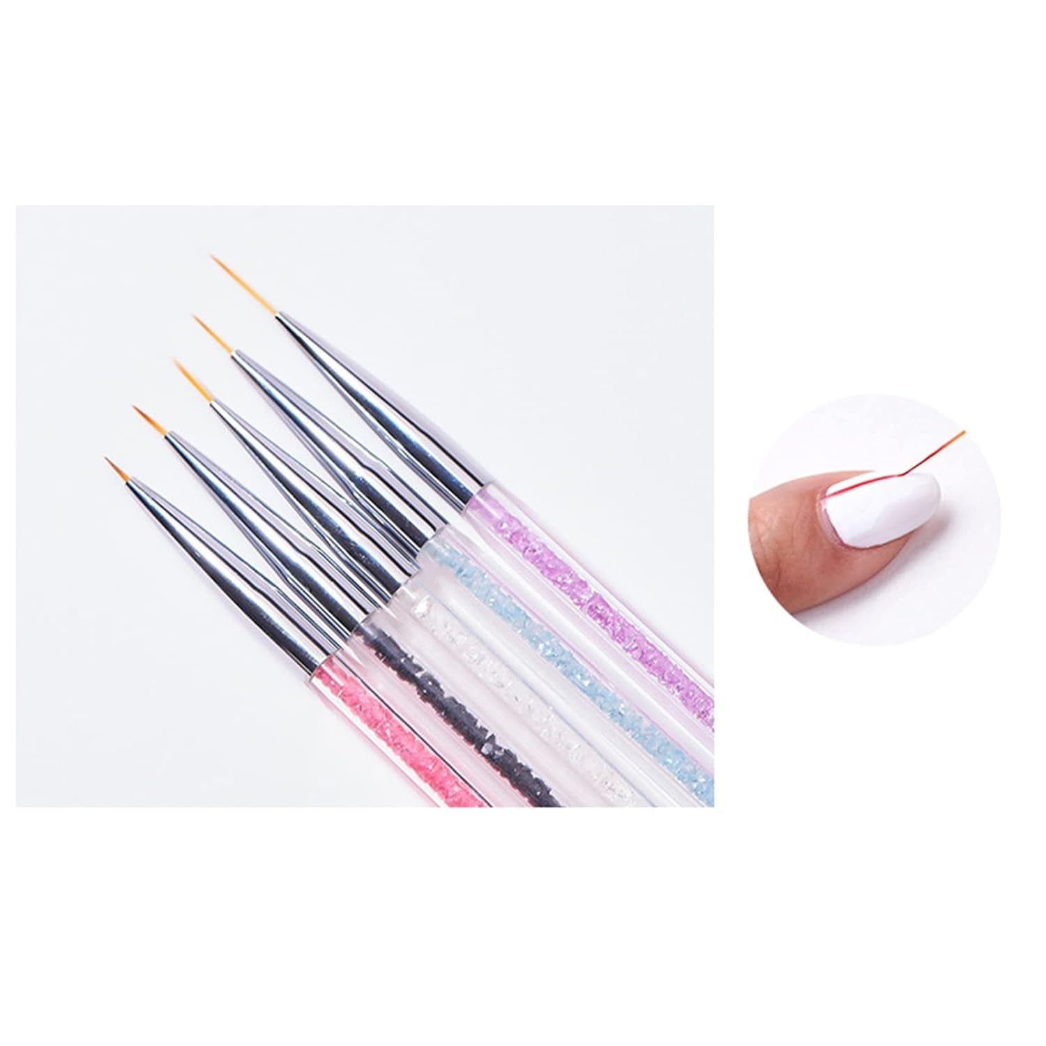 Zestaw 5 Stück Nagel Pinsel, Nageldesign Pinsel, Narzędzia do zdobienia paznokci, Profesjonalny długopis akrylowy z podwójną końcówką do zdobienia paznokci DIY