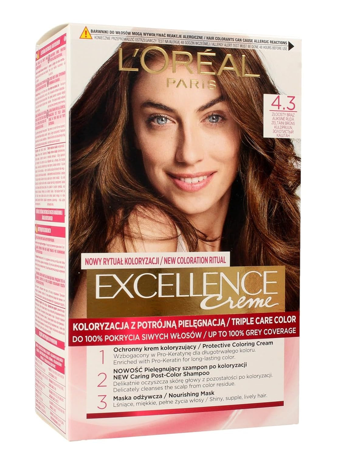 L'Oréal Paris Excellence 6.41 Farba do włosów - Jasnobursztynowy brąz Naty Shop Farba do włosów 4.3 Złoty brąz