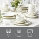 vivo - Grupa Villeroy & Boch - Podstawowy biały 30-częściowy zestaw zastawy stołowej, można myć w zmywarce i kuchence mikrofalowej, Biały zestaw zastawy stołowej, Zestaw do kawy, Ceramika, Talerze, Filiżanki, Porcelana premium