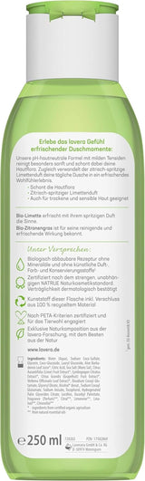 Lavera, Odświeżający żel pod prysznic z organiczną limonką, 250 ml Prysznic i kąpiel Naty Shop