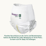 Pieluszki dla niemowląt Bambo Nature, rozmiar 6 (15+ kg) - opakowanie miesięczne 90 szt. | Pieluchy dla niemowląt z ulepszoną ochroną przed wyciekami | Maksymalny komfort i swoboda dla aktywnych dzieci | Pieluszki testowane dermatologicznie