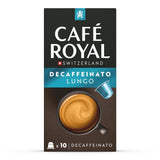 Café Royal Lungo Decaffeinato – kapsułki z kawą kompatybilną z Nespresso®, 100% Arabica, Intensität 5/12, Rainforest Alliance, bezkofeinowa, 100 kapsułek