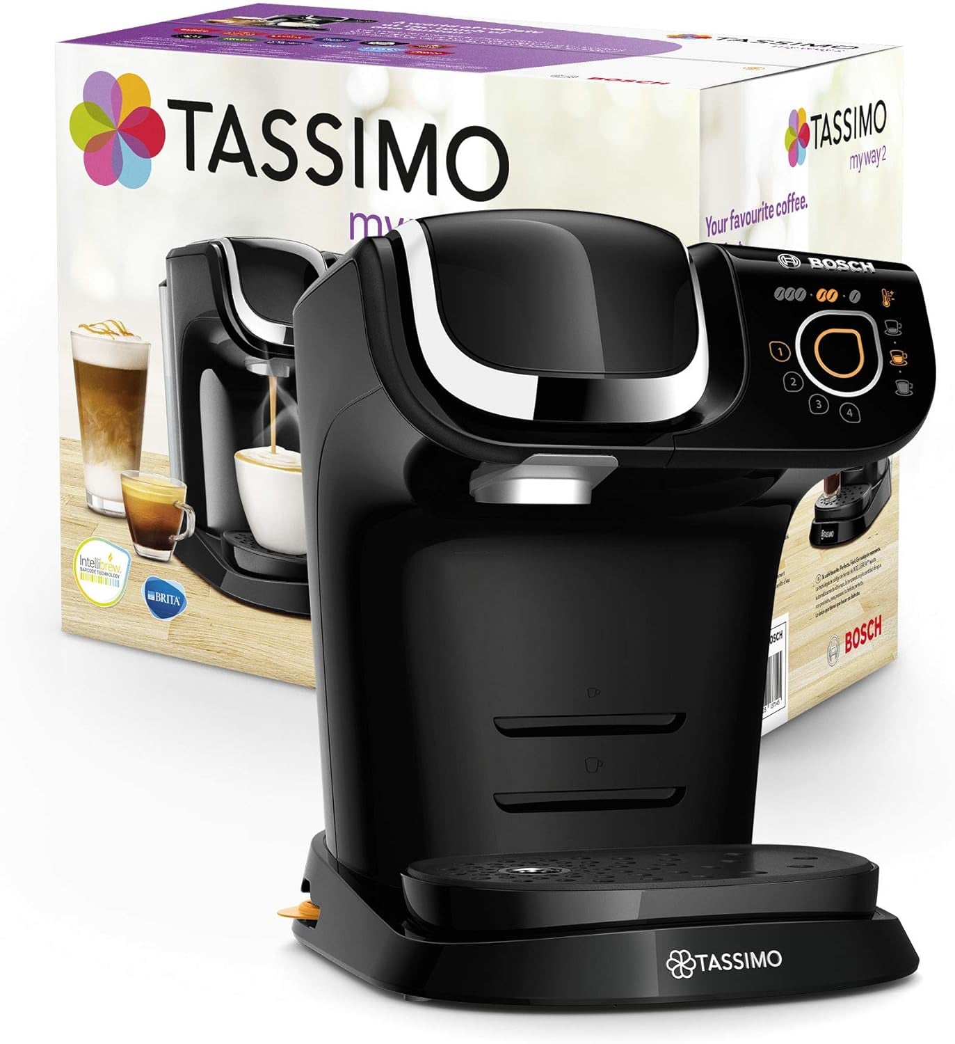 Ekspres do espresso Tassimo My Way z 2 kapsułkami TAS6502 z filtrem wody, ponad 70 napojów, personalizacja napojów, różnorodność kaw, łatwe parzenie, 1500 W, czarny