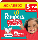 Spodnie Pampers Baby-Dry Größe 5, 160 Stück, 11kg-17kg, 360° auslaufsichere Nadają się na dzień i na noc