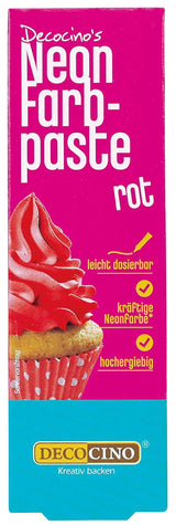 Decocino Neon Food Paste Red - Barwnik spożywczy w dużej dawce - Do barwienia ciast, babeczek, babeczek - Bez smaku