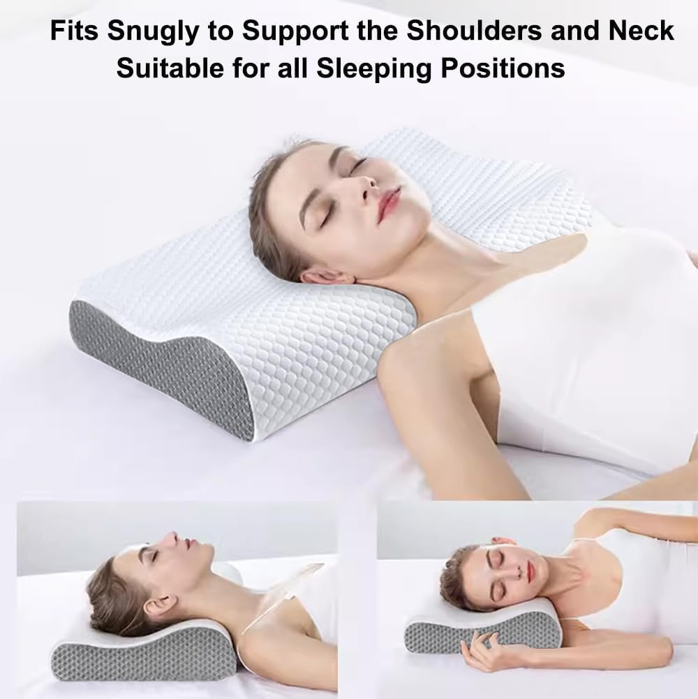 Ecosafeter Memory Foam Poduszka podtrzymująca szyję Ergonomiczna poduszka pod szyję do różnych pozycji spania ze zdejmowanym pokrowcem Poduszki ortopedyczne szyjki macicy Naty Shop