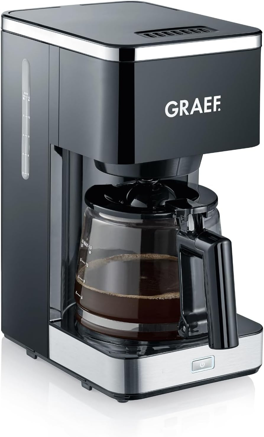 GRAEF. FK402 Ekspres przelewowy Czarny, 1,25 L, funkcja utrzymywania ciepła, timer, funkcja wstępnego zaparzania, głowica zaparzająca zapewniająca optymalny rozwój smaku, łatwa w obsłudze