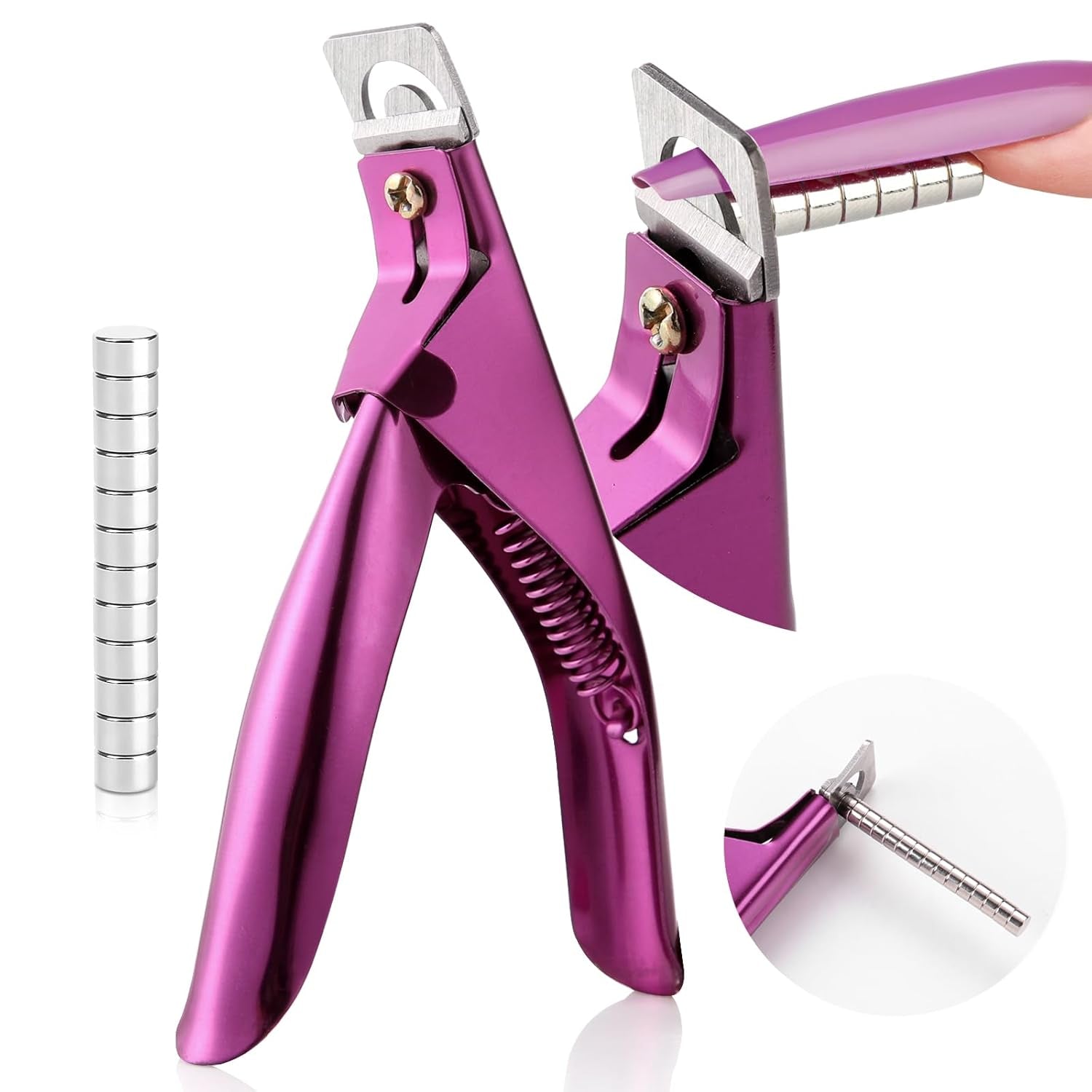 Obcinarka do paznokci Saviland z 15 magnesami, paznokcie żelowe Obcinacz do paznokci Manicure Obcinacz do sztucznych paznokci Gwoździe żelowe Gwoździe akrylowe Sztuczne paznokcie (czerwony czerwony)