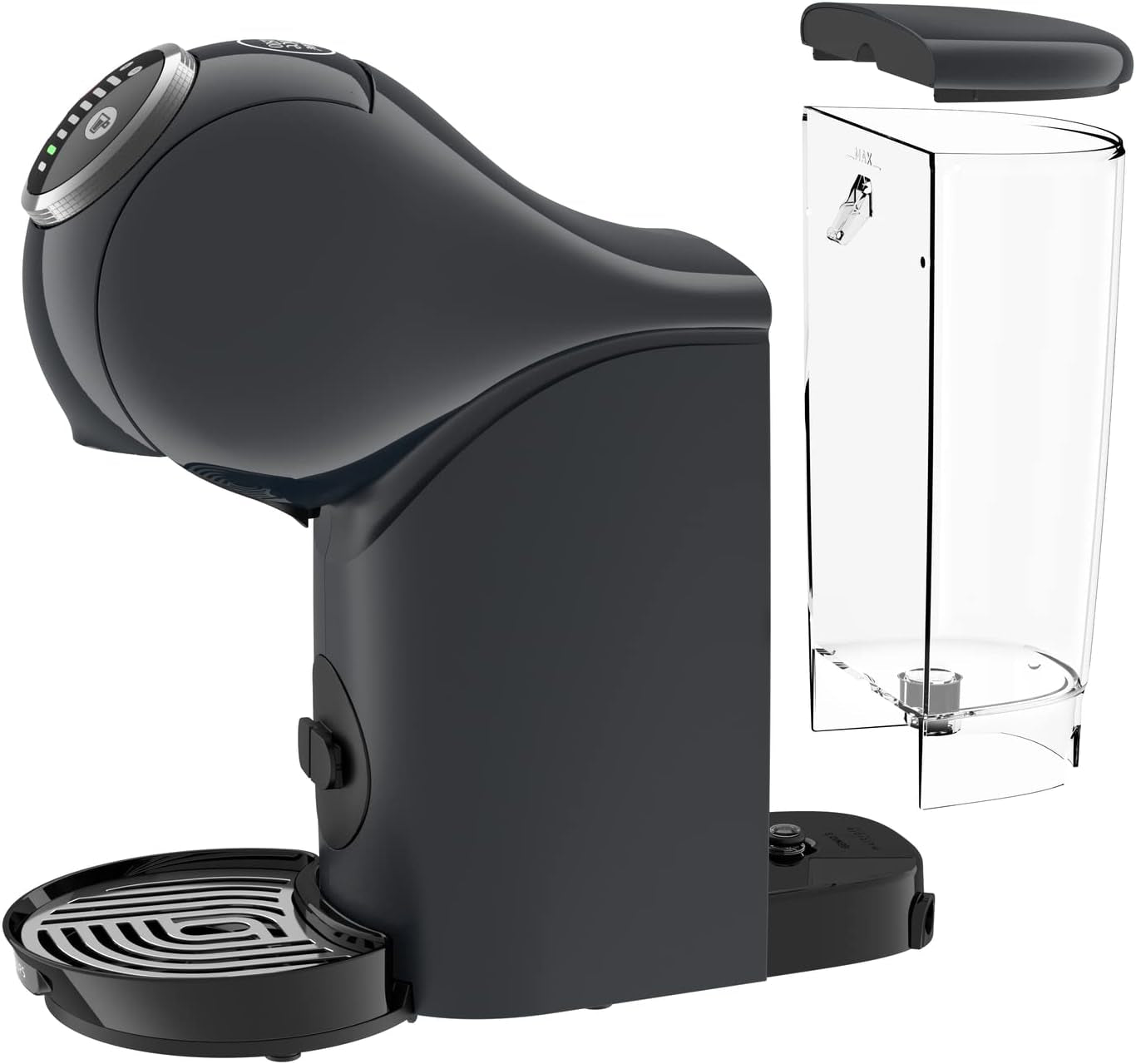 NESCAFÉ Dolce Gusto Genio S Plus firmy Krups, kompaktowy ekspres do kawy na kapsułki, pojemność 0,8 litra, 1500 W, automatyczne ostrzeganie o odkamienianiu, gwiezdna szarość, KP340B