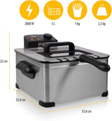 Frytkownica Tristar, 1 duży kosz i 2 małe kosze, regulowany termostat, strefa chłodzenia, 5 litrów, 2000 W, FR-6949 AGD Naty Shop