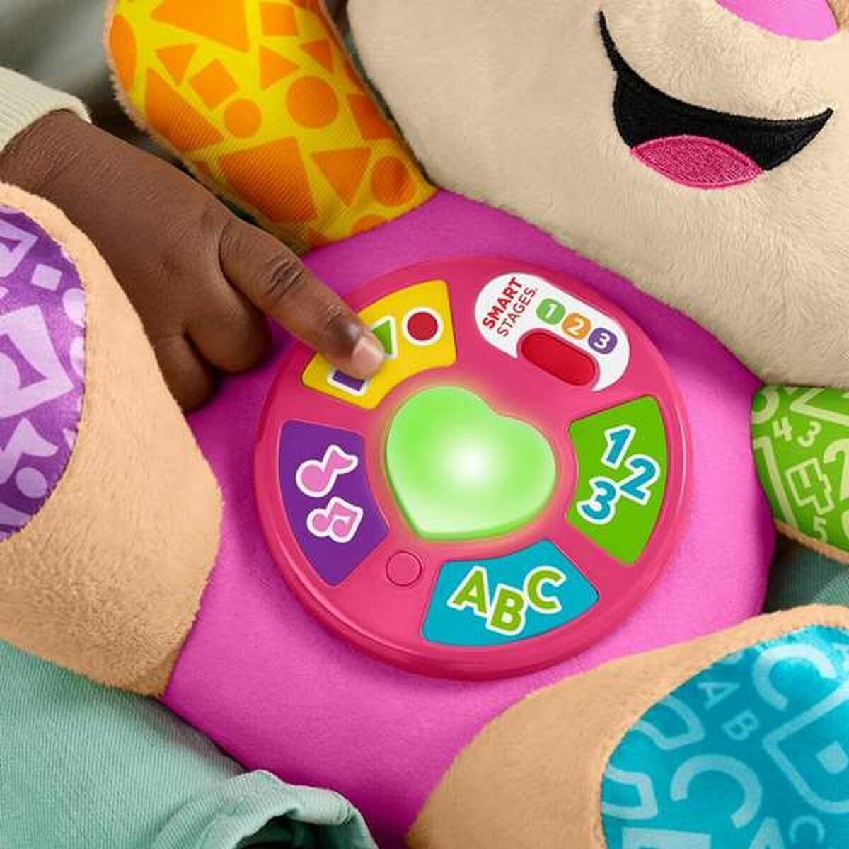Fisher-Price Śmiej się i ucz JFD35 Pluszowa zabawka z inteligentnymi scenami Muzyczna zabawka edukacyjna dla dzieci od 6 miesiąca życia, wersja wielojęzyczna: włoski, hiszpański, portugalski, angielski, JFD35 Baby Toys Naty Shop