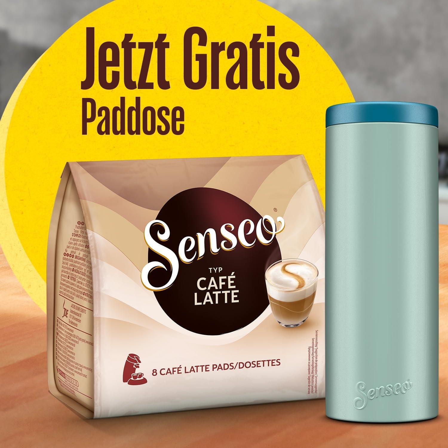 Senseo Pads Café Latte, 10 x 8 Getränke, 80 Kaffee Pos, w tym Senseo Pad Dose