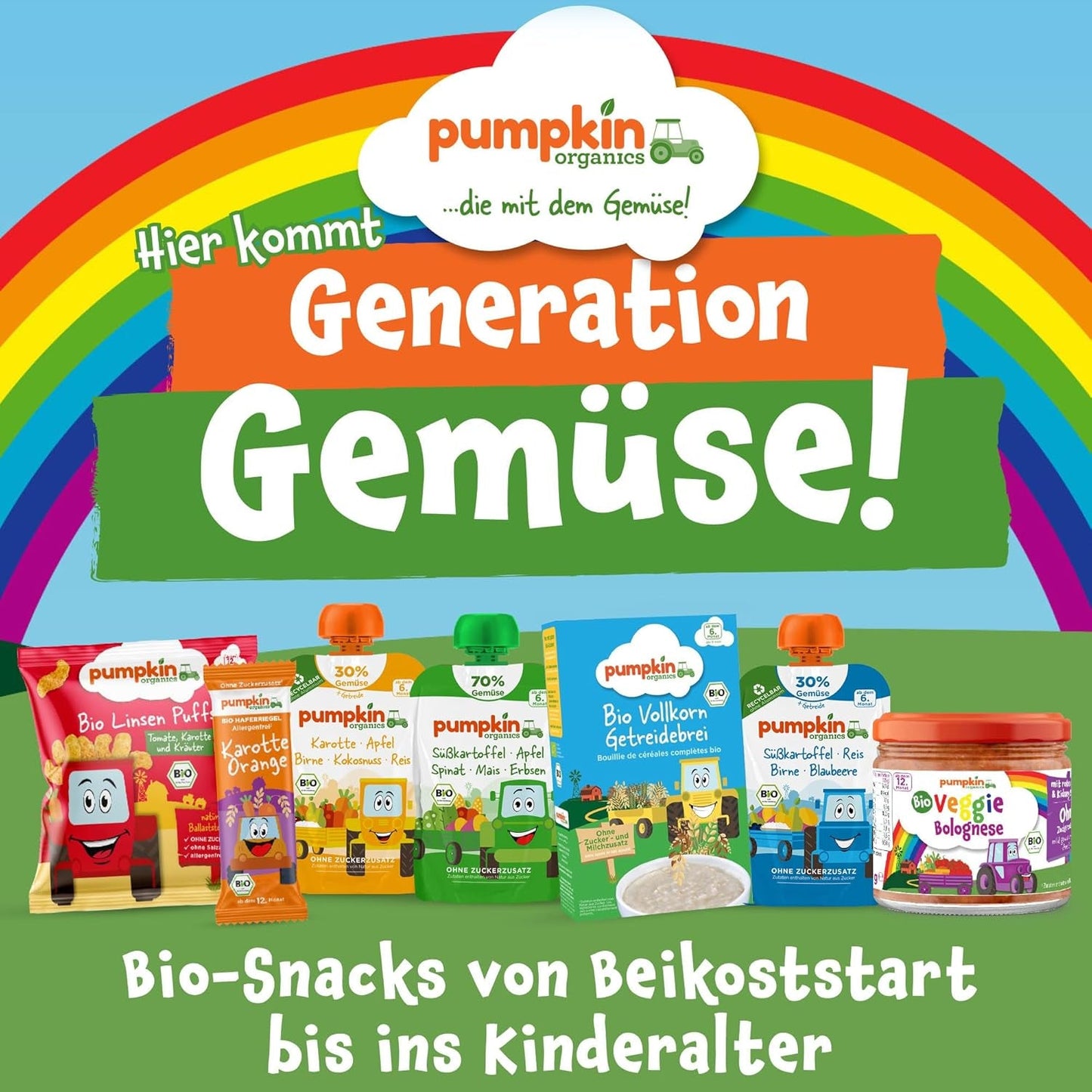 Pumpkin Organics Wieloziarniste krążki z marchewką i mango dla niemowląt (opakowanie 8 szt.) Bez dodatków Przekąski dla dzieci od 12. miesiąca życia – bez alergenów² i bezglutenowe³ Chrupiące przekąski dla dzieci (8 x 20 g)