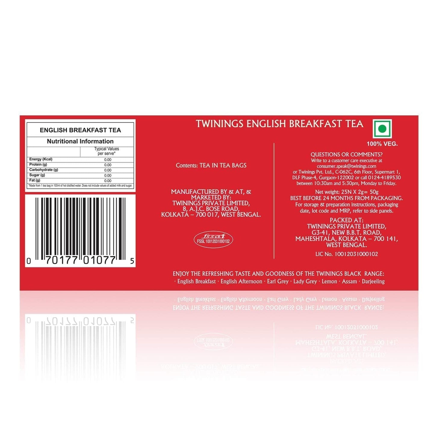 Twinings English Breakfast Black Tea 50g, 25 torebek, pełna, okrągła i mocna herbata czarna, pochodząca z najlepszych plantacji herbaty na Sri Lance i w Indiach. Herbata czarna Opakowanie 1 szt. (1 x 50 g)