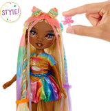 Lalka Rainbow High Hair Chalk & Styling - Meline - 28 cm tęczowa i złota zmywalna lalka kredowa do włosów, kolorowanie, stylizacja, zabawa, płukanie i powtarzanie, dla dzieci w wieku 4-12 lat