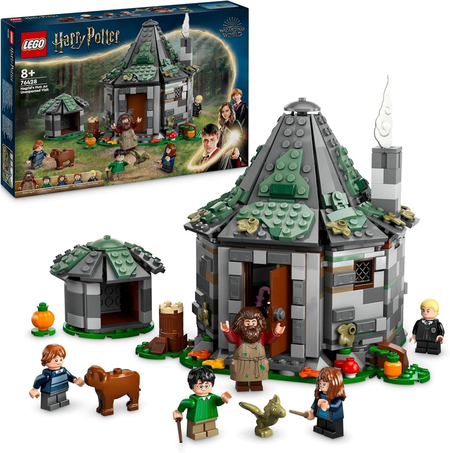 LEGO Harry Potter Chatka Hagrida: Niespodziewana wizyta Zestaw z 5 minifigurkami i 2 figurkami zwierząt, prezent dla kobiet i mężczyzn, magiczna zabawka przygodowa, zestaw fantasy 76428 Zestawy do budowania Zobacz tylko w sklepie LEGO