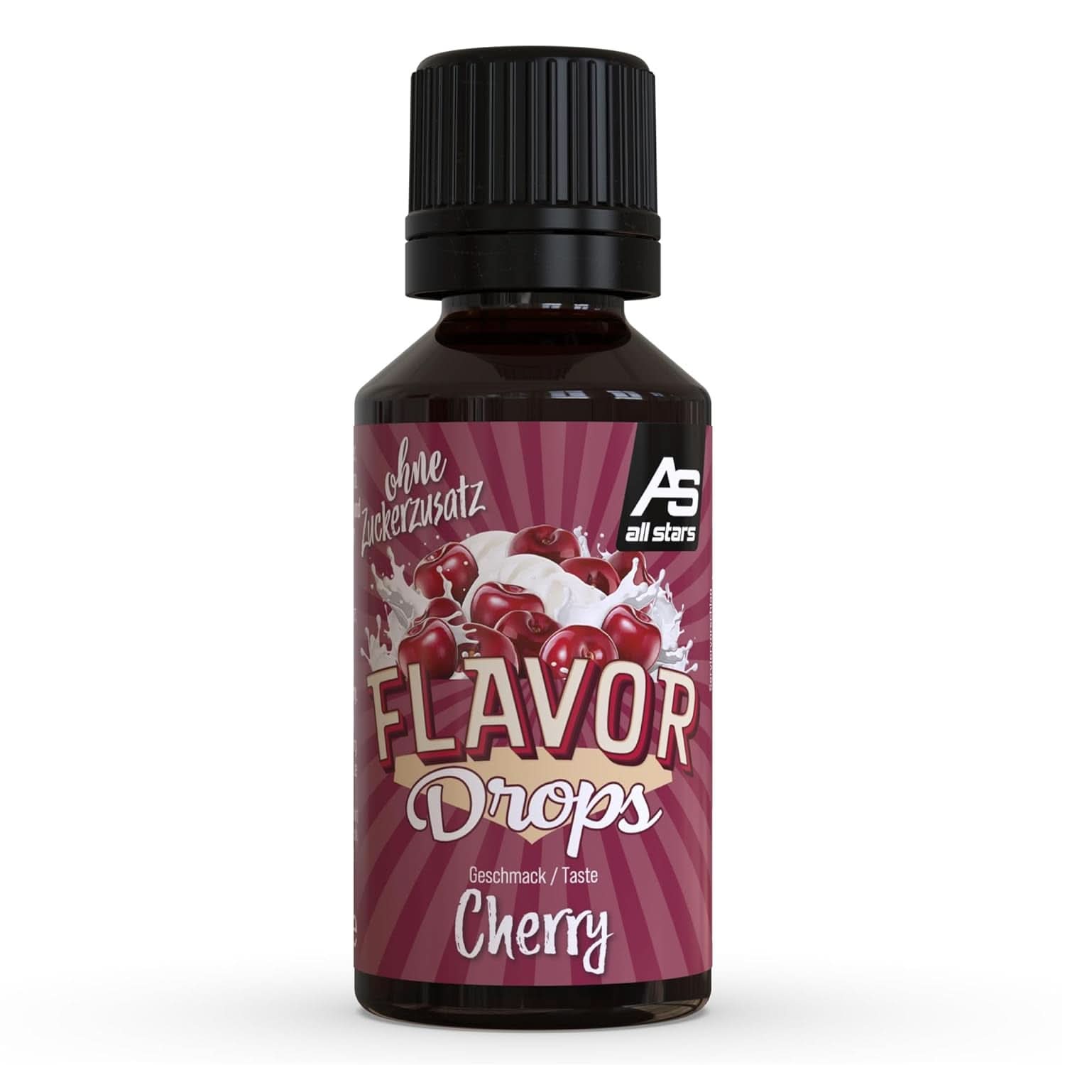 ALL STARS Flavour Drops, Krople smakowe bez dodatku cukru i bez kalorii - Słodycz i aromat do potraw, 30 ml Słodziki Naty Shop Wiśnie 30 ml