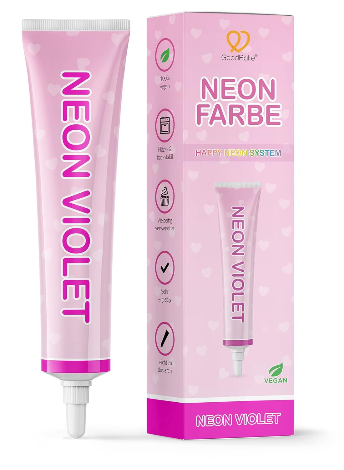 Goodbake Neonlebensmittelfarben 6 Farben Set – Intensywny Lebensmittelfarbe – Lebensmittelfarbpaste – Zum Einfärben Von Torten, Fondant, Buttercreme Uvm. – 100% wegańskie Naty Sklep Neon Violett