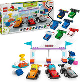 Samochody wyścigowe LEGO DUPLO Town F1 Team z wyścigowcami, zabawka do budowania dla całej rodziny, pomysłowa zabawa, prezent urodzinowy dla małych dzieci, chłopców i dziewcząt w wieku 2 lat 10445 Zestawy do budowania Besuche den LEGO-Store Default Title