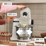 Bosch Küchenmaschine Serie 2 MUMS2EW00, Edelstahl-Schüssel 3,8 L, Planetenrührwerk, Knethaken, Schlag-, Rührbesen Edelstahl, 4 Arbeitsstufen, Durch Optiones Zubehör Erweiterbar, 700W, Weiß Kitchen Naty Shop