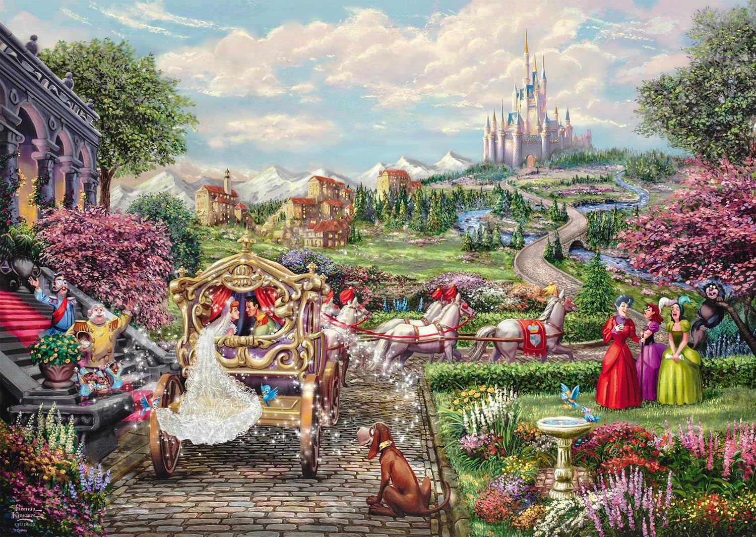 Schmidt Spiele 58038 Disney, Kopciuszek długo i szczęśliwie, Thomas Kinkade, układanka 1000 elementów, wielobarwna Puzzle Naty Shop